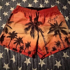 HUGO Men's Sunset Palm swim trunks
